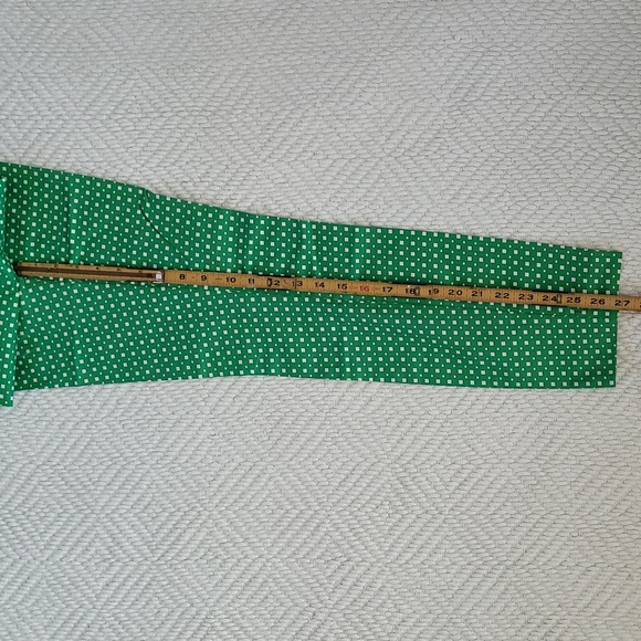 GAP Sz 00 Slim Cropped Kelly Green Square Print Pants - Picture 3 of 10